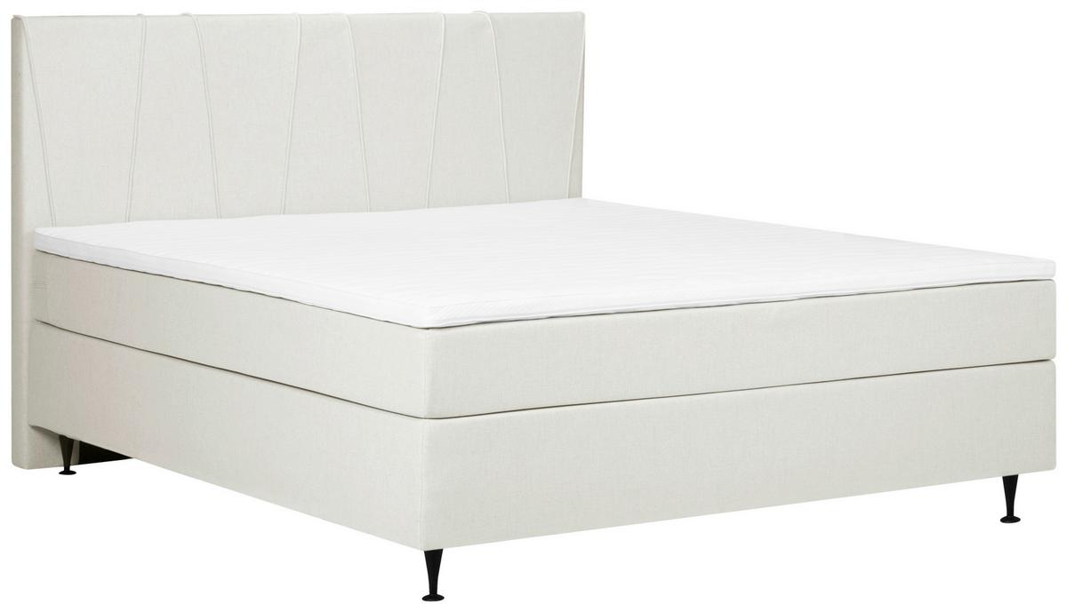Boxspringbett mit Topper 140x200 cm Wels, Creme - Creme/Schwarz, MODERN, Textil (140/200cm) - MID.YOU