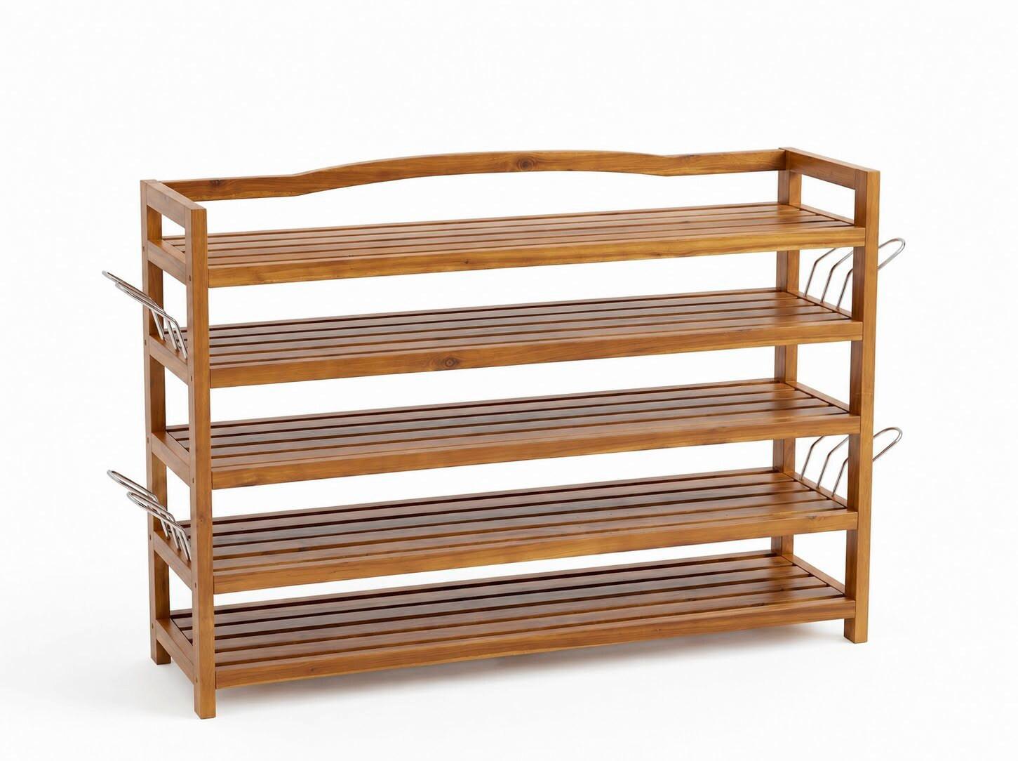 Schuhregal aus Akazienholz 5 Etagen - Akaziefarben, Basics, Holz (26/82/74cm)