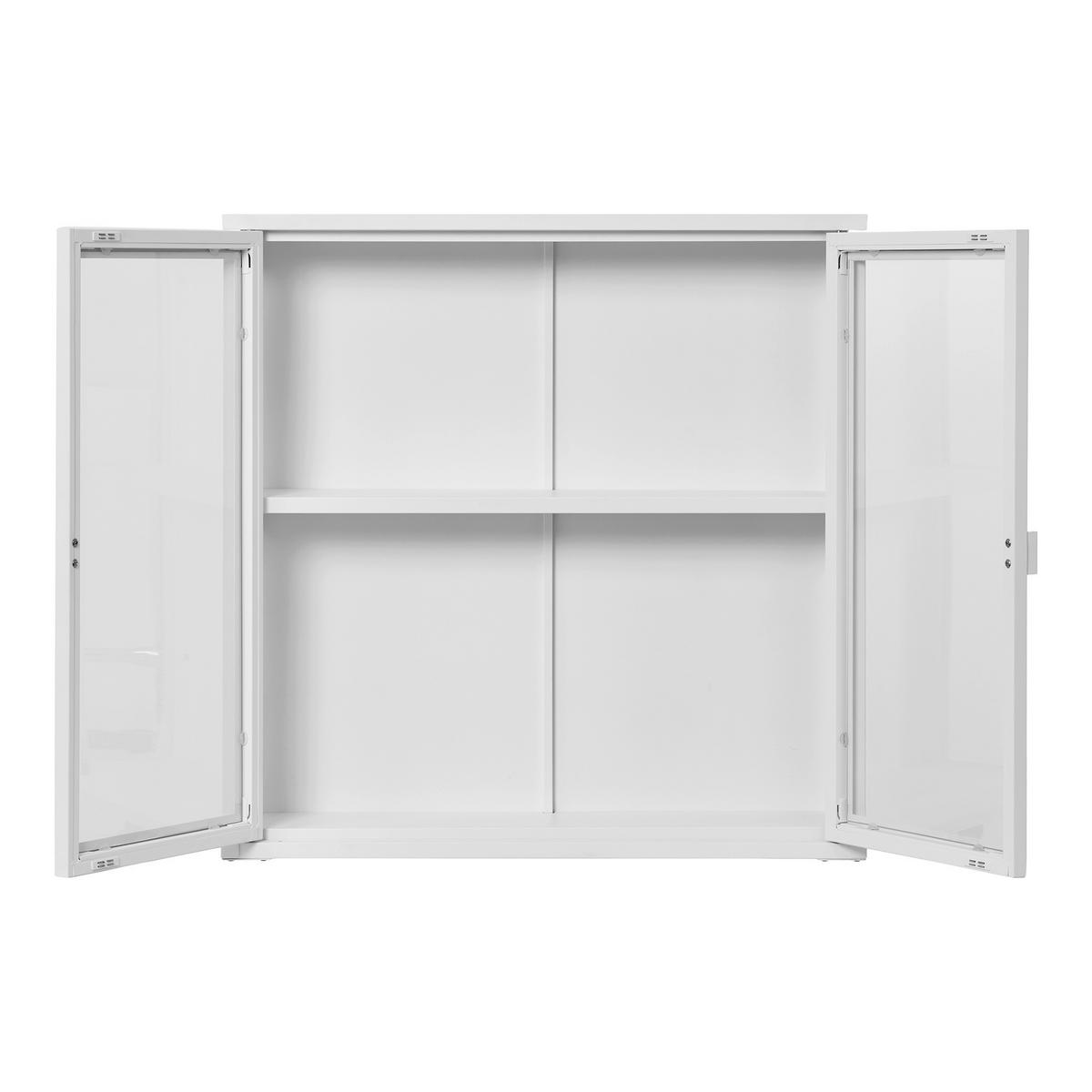 Hängevitrine Brisbane Weiß, B/h/t: 80x80x18cm - Klar/Weiß, Basics, Glas/Metall (80/80/18cm)