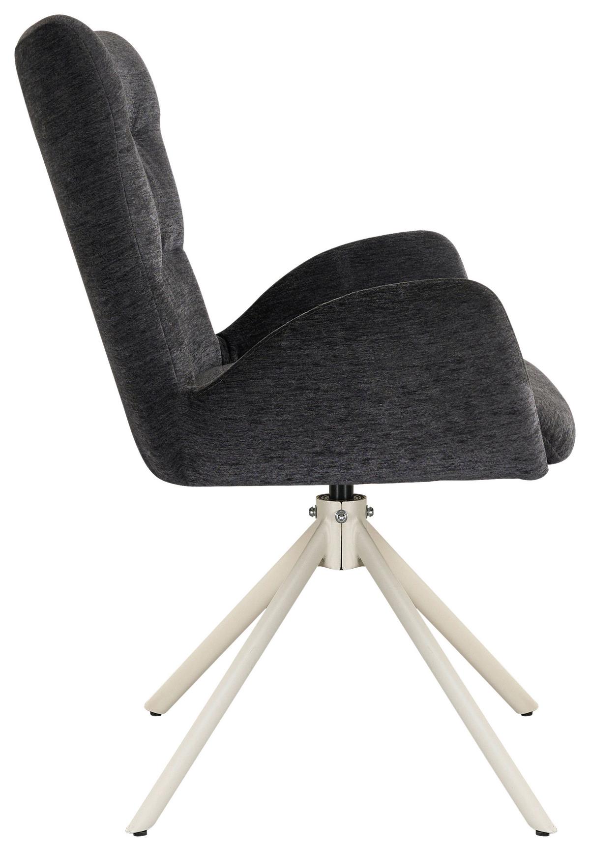STOLIČKA S PODRÚČKAMI STELLA - sivá/béžová, Design, kov/textil (58/88,5/68cm) - Mömax