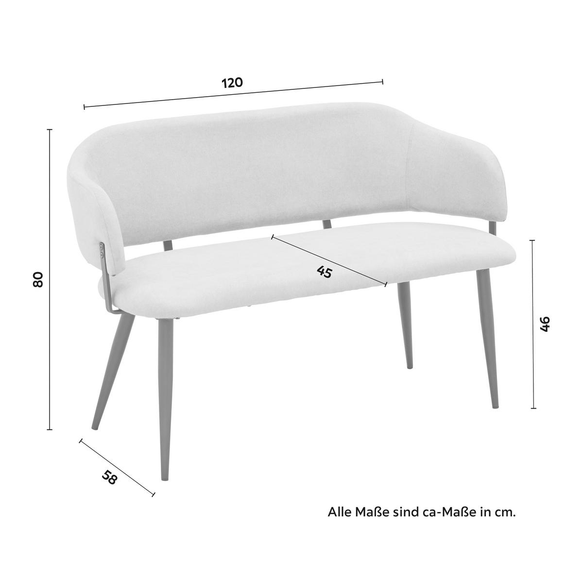 Lavice NINO svěle šedá - šedá/černá, Moderní, kov/dřevo (120/80/58cm) - Bessagi Home