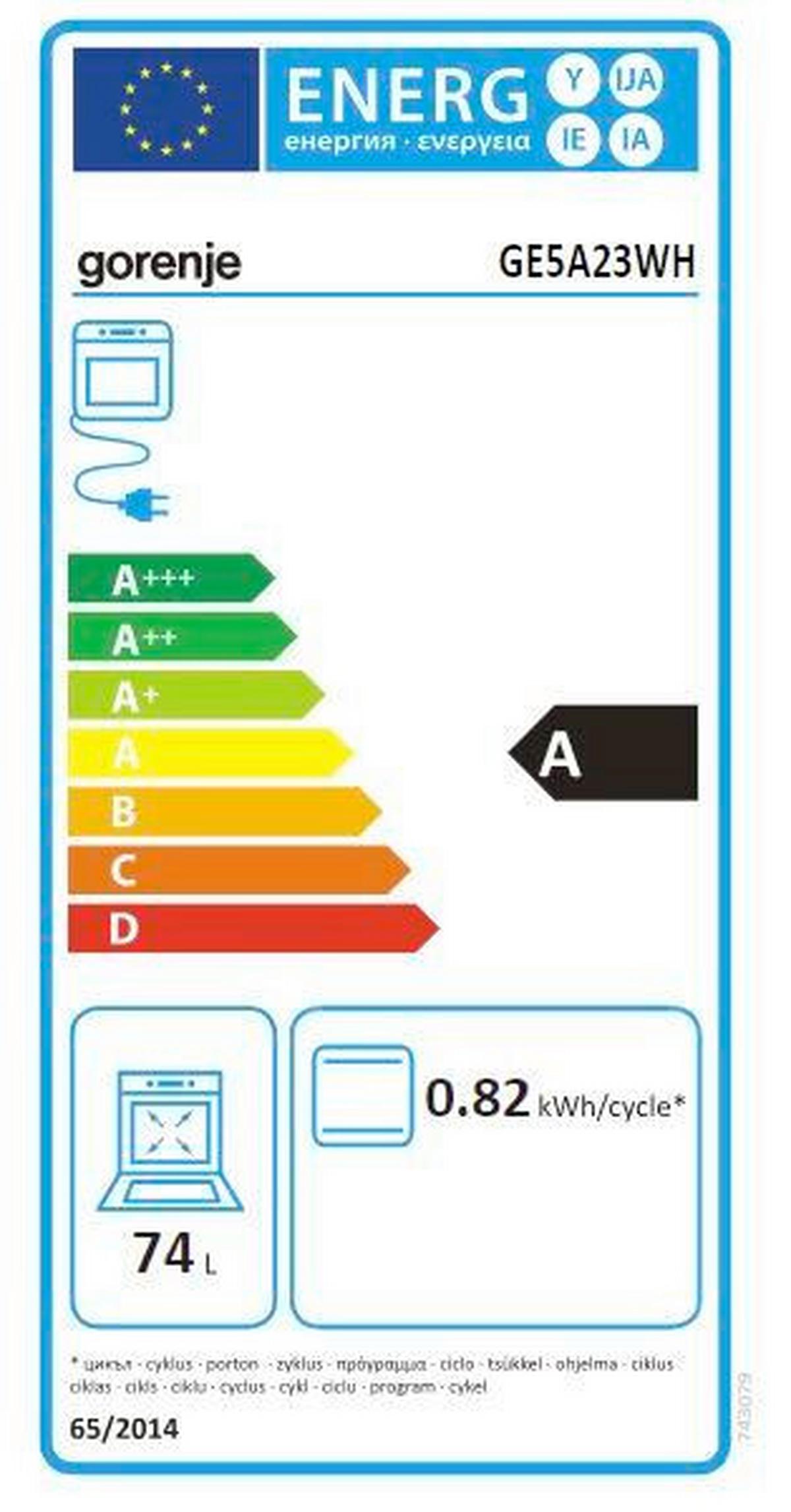 Herd Ge5a23wh - Weiß, Basics, Glas/Metall (50/85/59,4cm) - Gorenje