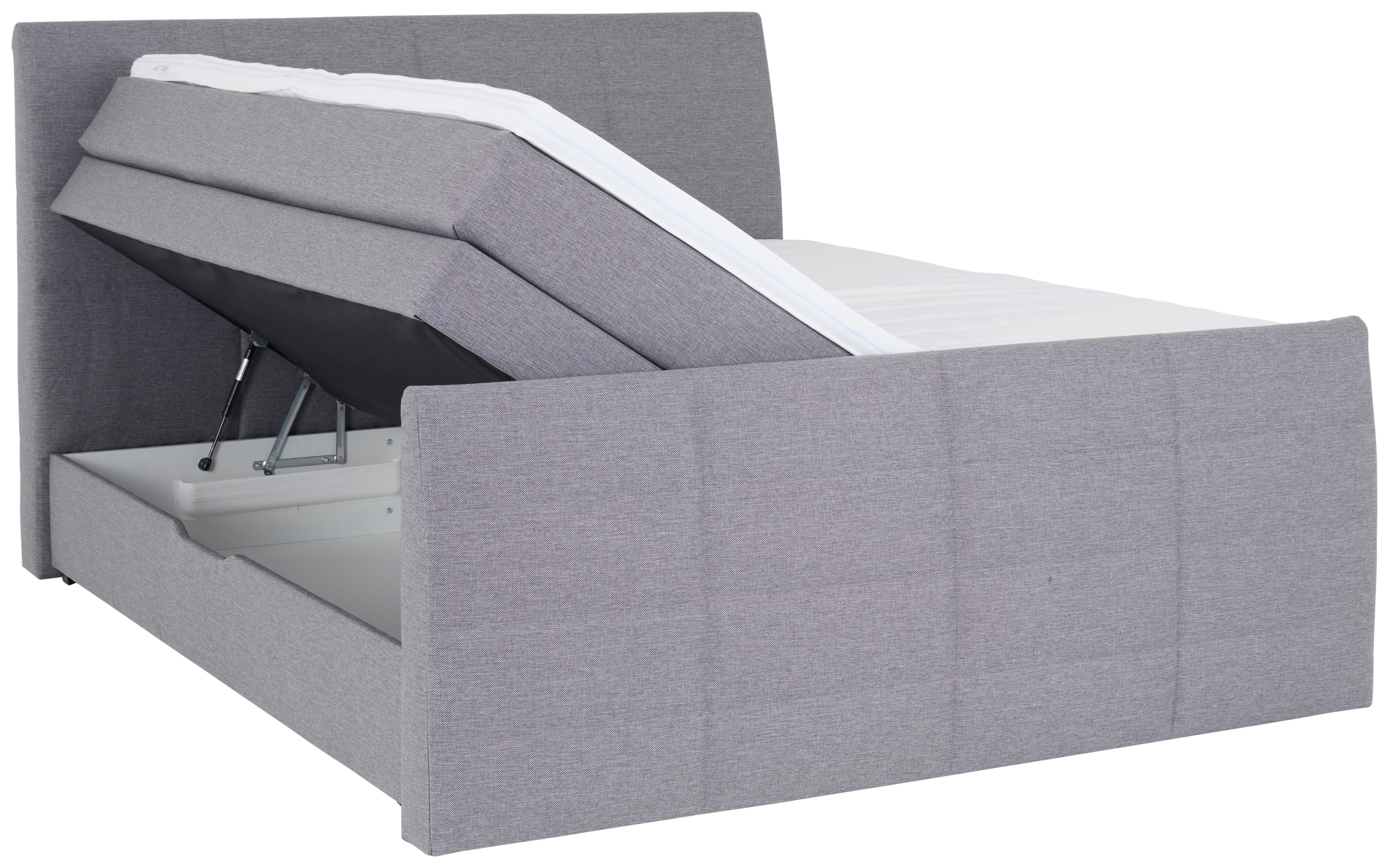 Boxspringbett Libra Mit Topper 180x200 Cm Grau - Graubraun/Schwarz, KONVENTIONELL, Textil (180/200cm)