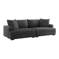 Big Sofa Pelle Mit Kissen B: 261 Cm Schwarz - Wengefarben/Schwarz, Trend, Textil (261/124cm) - Luca Bessoni
