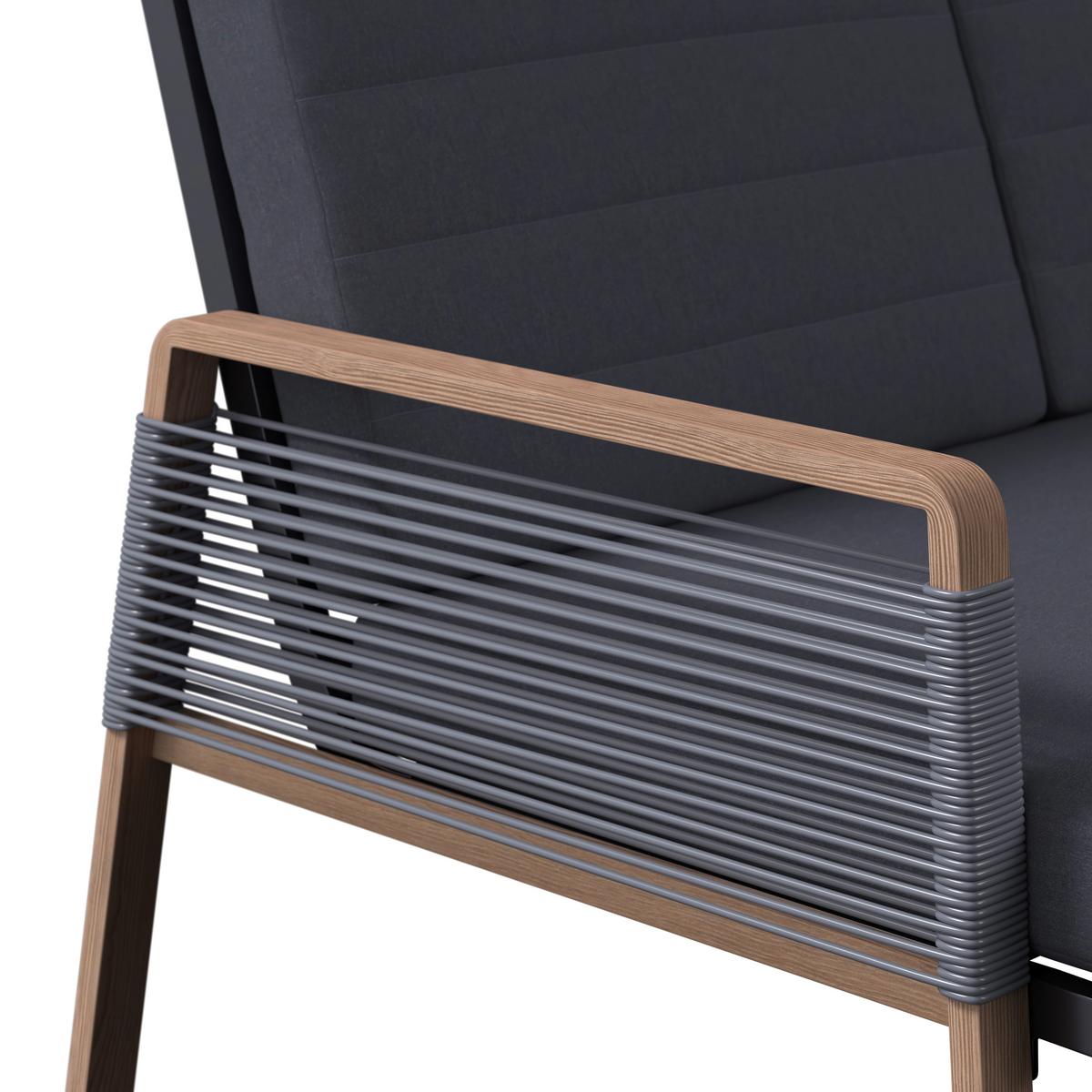 Loungegarnitur Marokko - Dunkelgrau/Naturfarben, Basics, Kunststoff/Textil (218/179cm) - Beldano