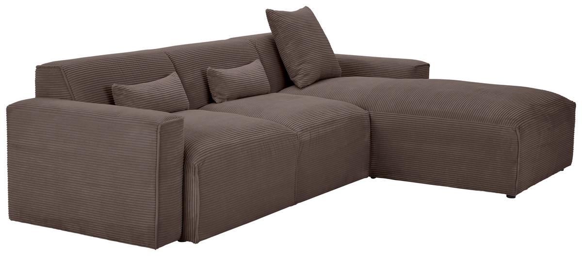 Ecksofa Pearl - Schwarz/Mokka, Design, Textil (303/196cm) - Livetastic