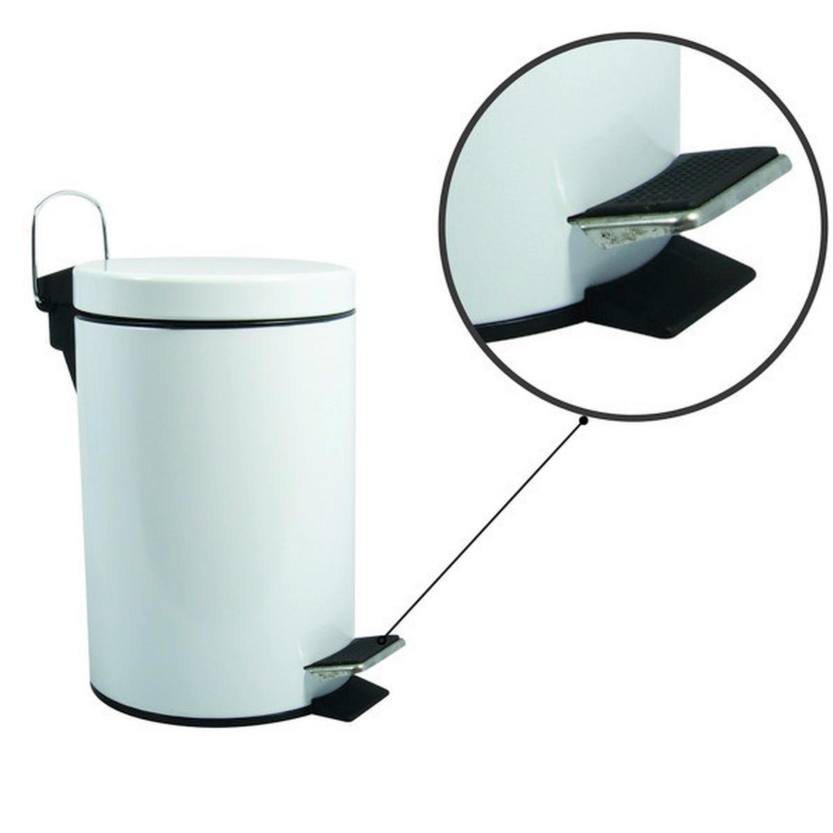 Treteimer Unis 3l Weiß Metall DxH: 17x25 cm - Schwarz/Weiß, Basics, Kunststoff/Metall (17/25cm)