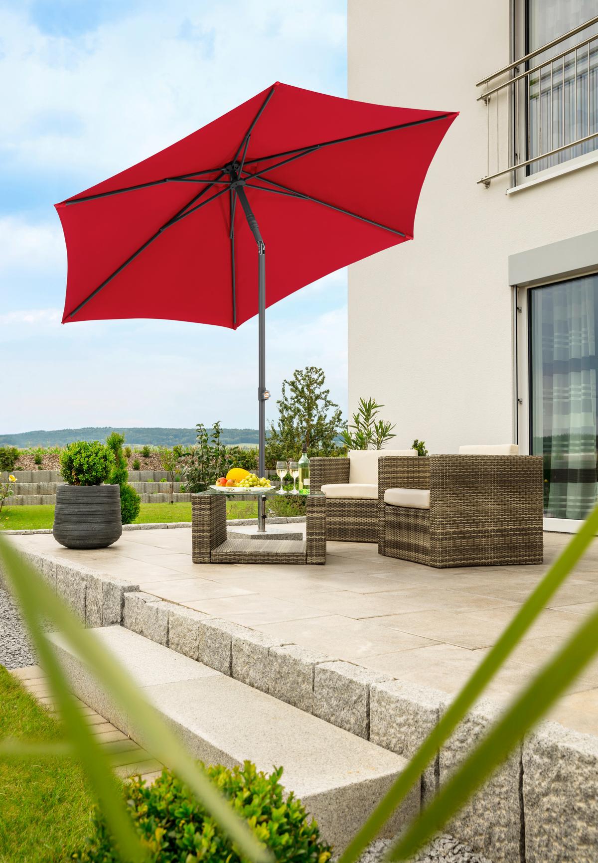 Sonnenschirm Sevilla Bxhxt: 270x270x246 Cm Rot - Anthrazit/Rot, Basics, Textil/Metall (270/270/246cm) - Schneider