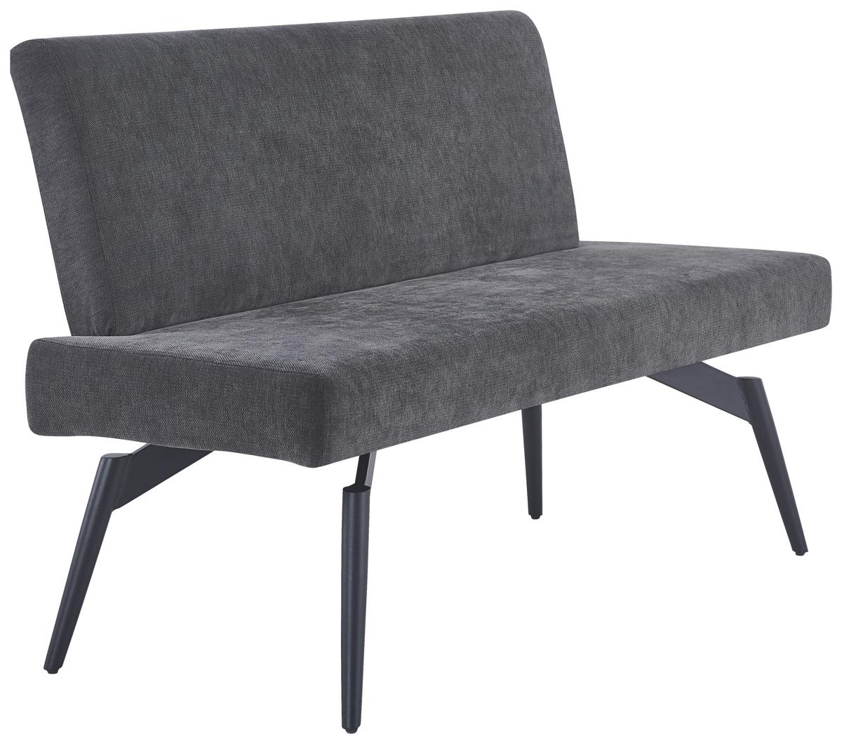 Sitzbank Tinos mit Lehne Dunkelgrau, B: 140 cm - Dunkelgrau/Schwarz, KONVENTIONELL, Textil/Metall (140/88/62cm) - MID.YOU