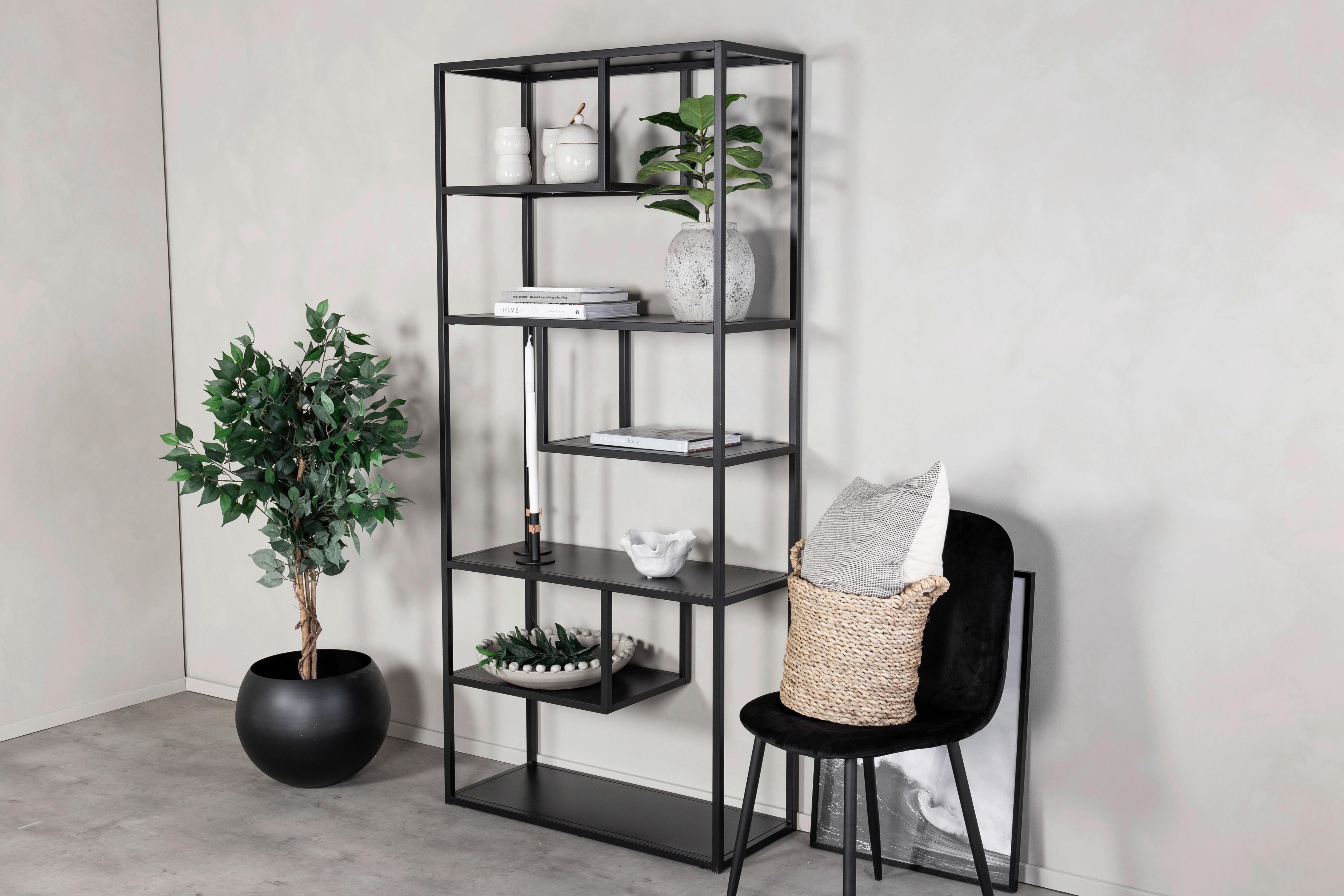 Bücherwand Staal - Schwarz, Design, Metall (85/188/35cm) - Livetastic