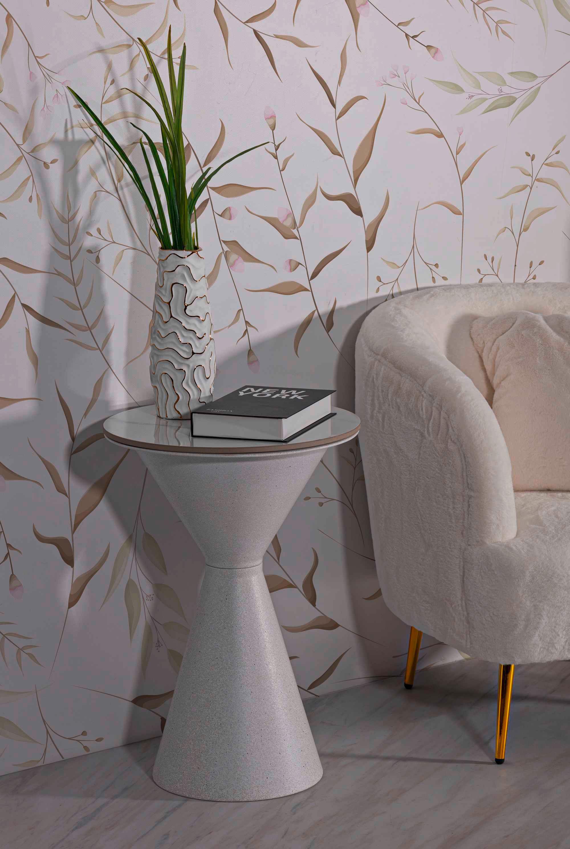 Couchtisch White Double Weiß B: 44,5 cm - Weiß, Basics, Keramik/Metall (44,5/63/44,5cm)