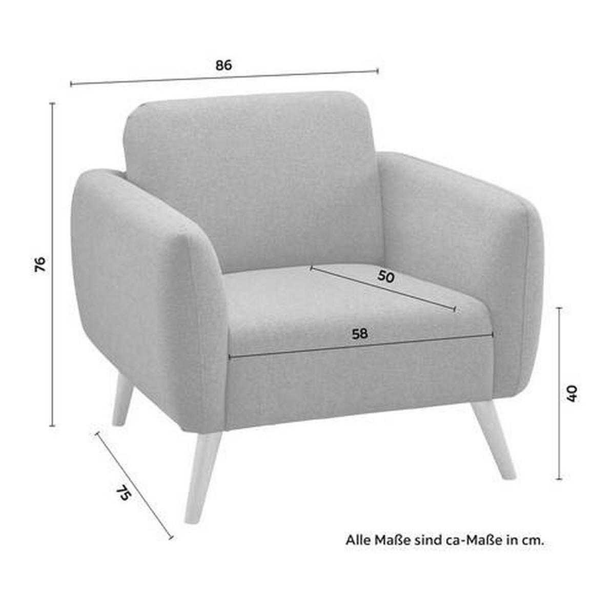 Malé křeslo PIA, tmavě šedé - tmavě šedá/přírodní barvy, Moderní, dřevo/textil (86/76/75cm) - Bessagi Home