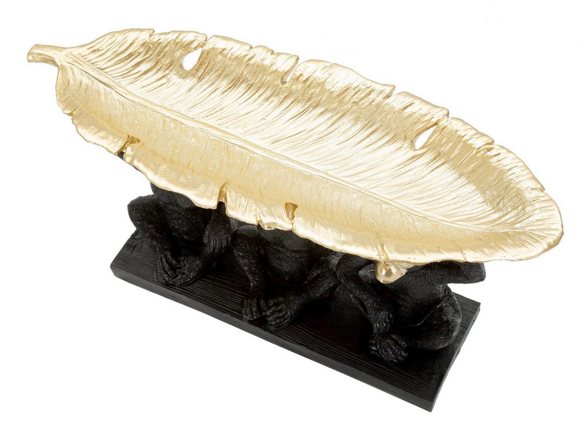 Skulptur Decor Monkey Tris Schwarz, Goldfarben, B: 42 cm - Goldfarben/Schwarz, Basics, Kunststoff (42/20/15.7cm)