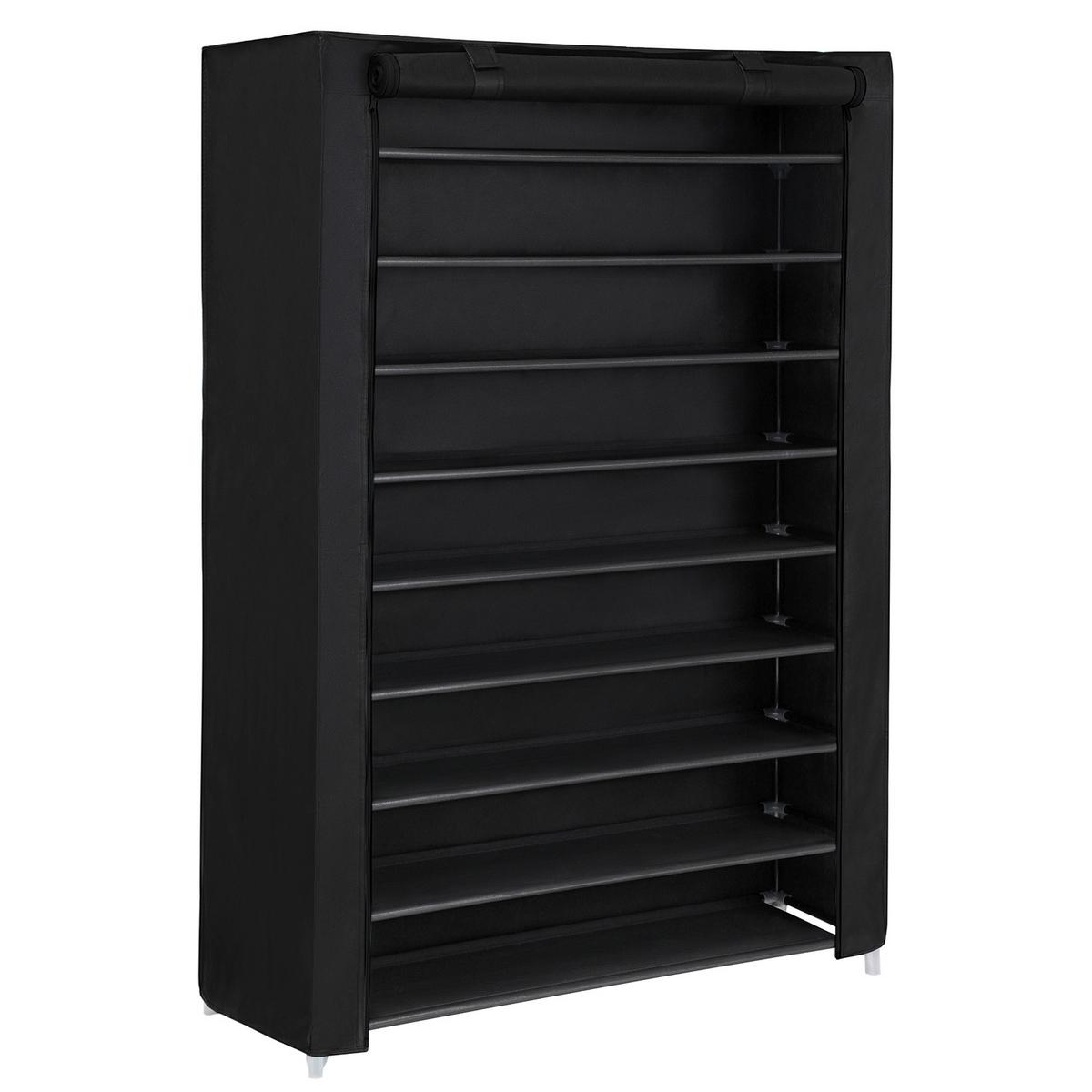 Regál na topánky čierny - priehľadné/čierna, Trend, textil (100/162/28cm) - Boxxx