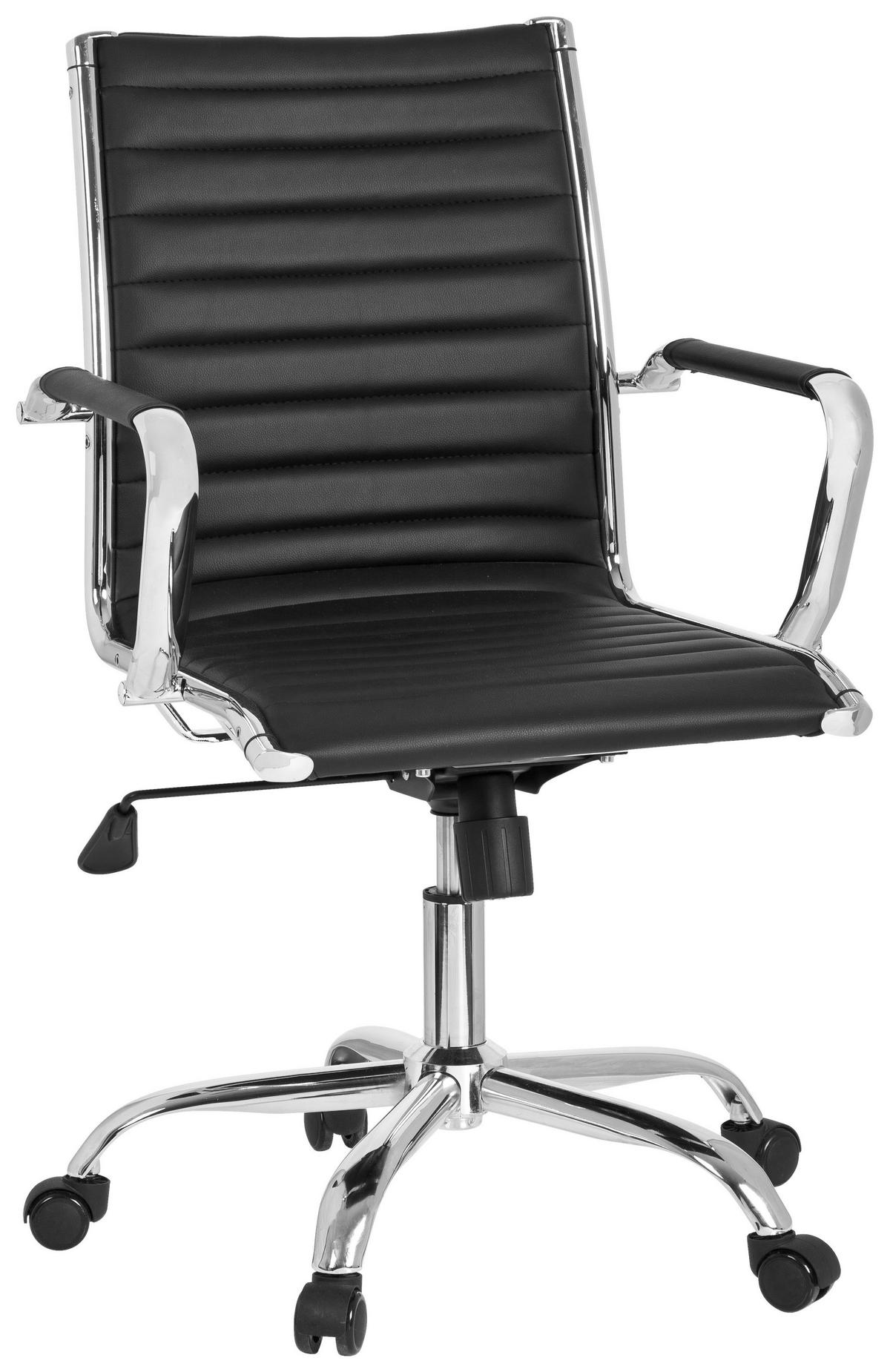 Bürostuhl Vermona Schwarz Bis 110 Kg - Silberfarben/Schwarz, Basics, Kunststoff/Textil (54/102/43cm) - MID.YOU