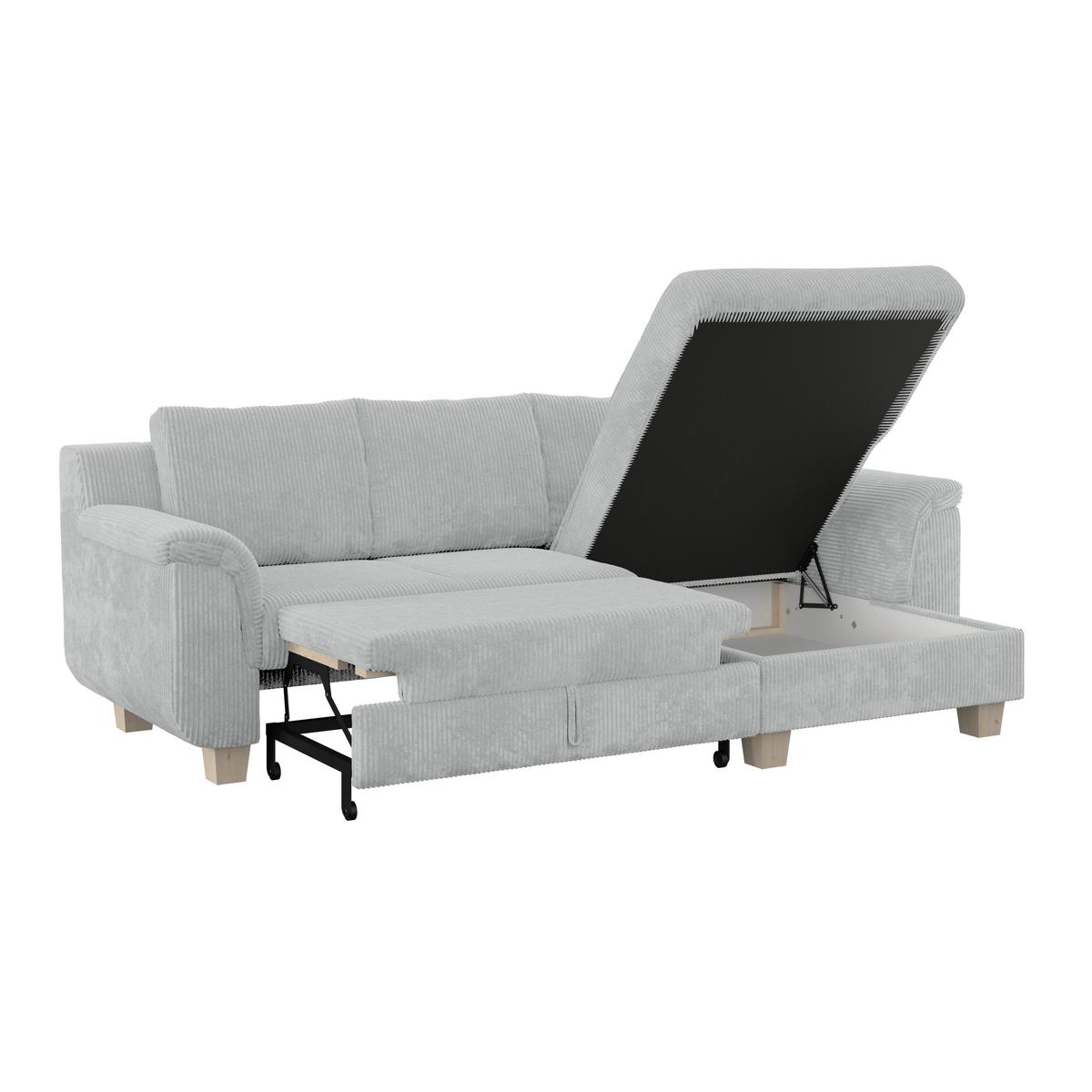 Ecksofa mit Schlaffunktion Alex Hellgrau - Hellgrau/Naturfarben, MODERN, Textil (246/88cm)