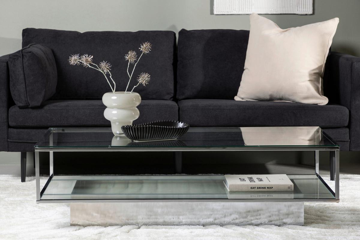 Maglehem Maglehem Silber B: 130cm - Silberfarben, MODERN, Glas/Metall (130/60/38cm) - Livetastic