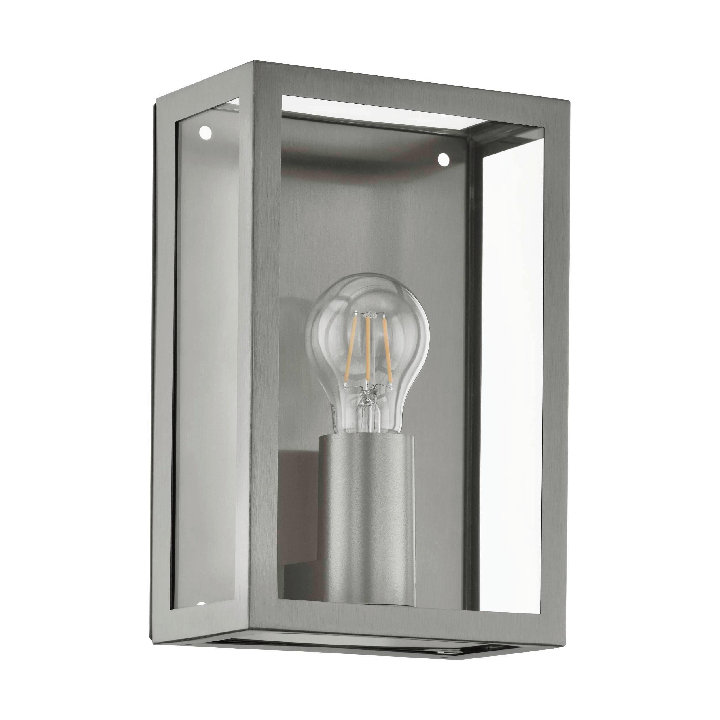 Außenwandleuchte Alamonte 60w Metall Glas, Wandmontage - Klar/Edelstahlfarben, KONVENTIONELL, Glas/Metall (26/17/10cm) - Eglo