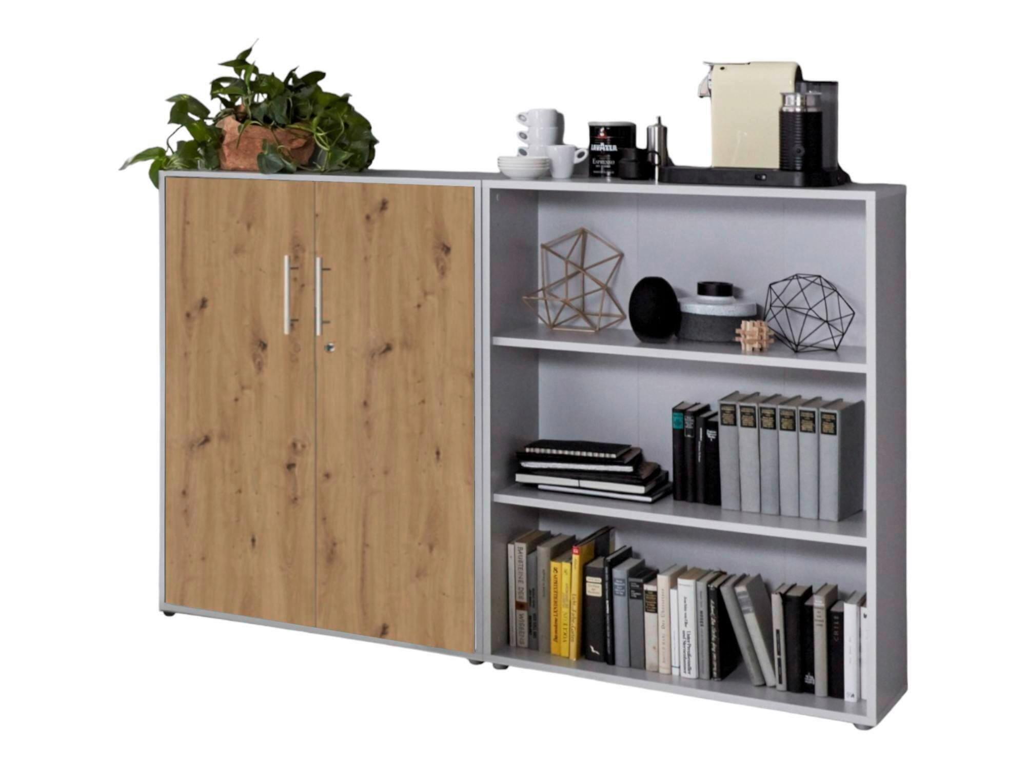 AKTENSCHRANK OFFICE EDITION-SW SET 1 NIEDR. - Hellgrau/Eiche Artisan, MODERN, Holzwerkstoff (168,8/113,6/33cm) - MID.YOU