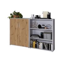 AKTENSCHRANK OFFICE EDITION-SW SET 1 NIEDR. - Hellgrau/Eiche Artisan, MODERN, Holzwerkstoff (168,8/113,6/33cm) - MID.YOU