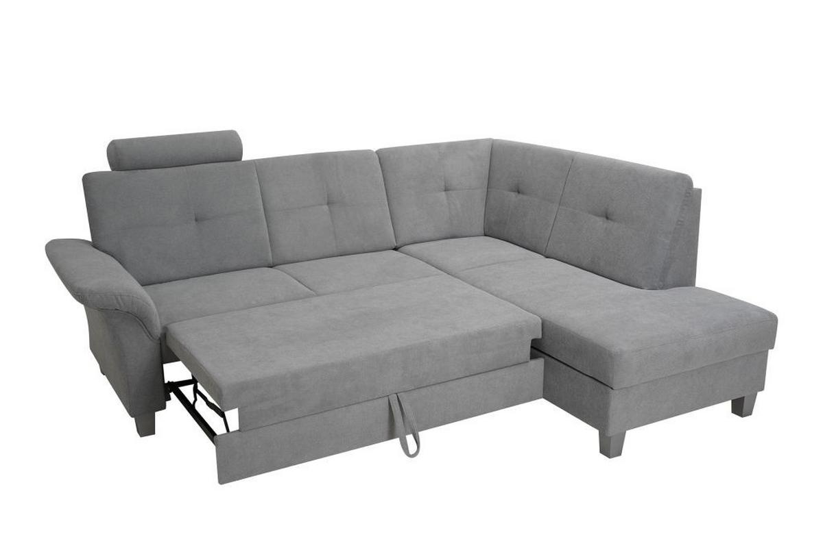 Rohová sedačka PORTLAND, pravá, stříbrná - barvy stříbra/světle šedá, Konvenční, dřevo/textil (245/196cm)