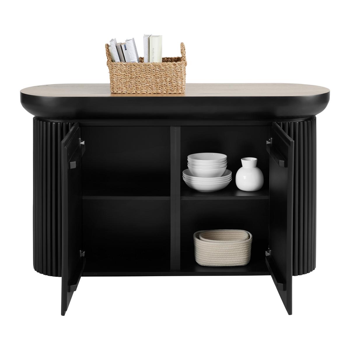 Konzola TIFFY s úložným priestorom - čierna/farba duba, Modern, drevo/kompozitné drevo (130/76/40cm) - Mömax