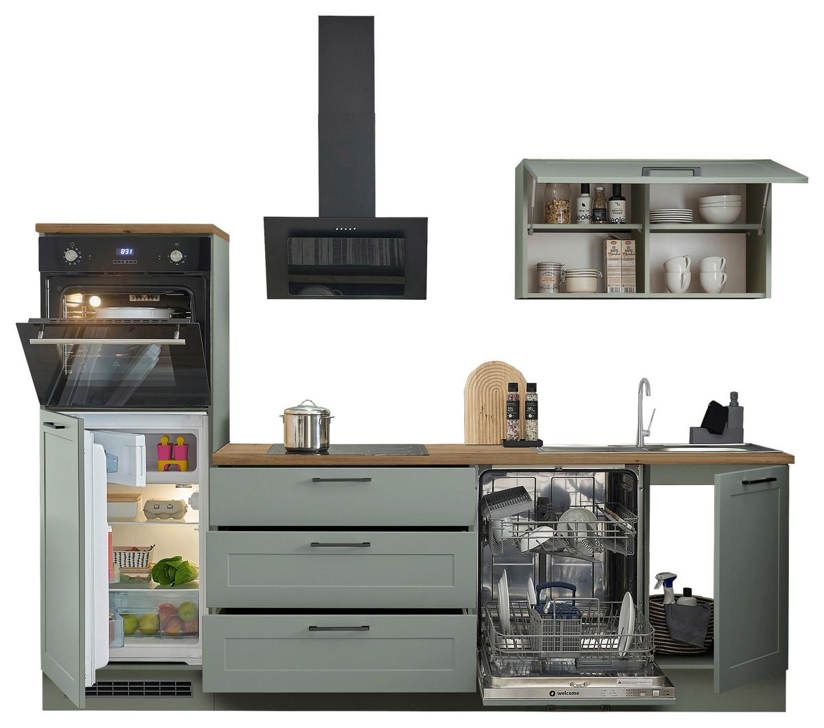 Küchenblock Marseillie Grün/eiche Dekor B: 260 Cm - Eiche Artisan/Grün, Design, Holzwerkstoff (260cm) - MID.YOU