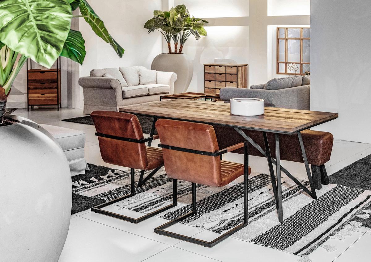 Esstisch Farrago - Schwarz/Braun, MODERN, Holz/Metall (180/90/76cm) - Livetastic