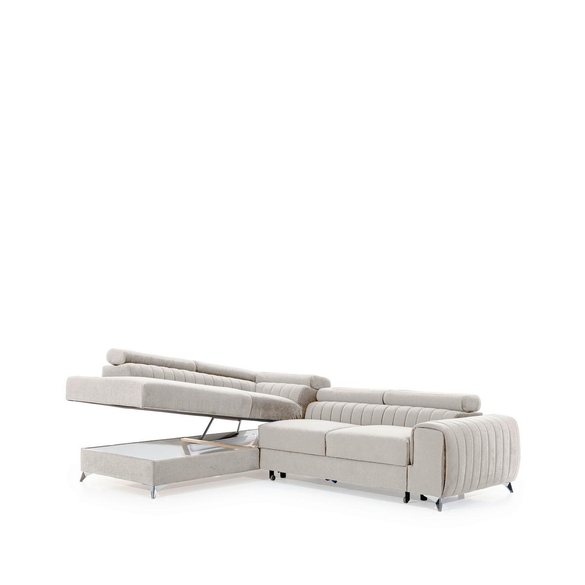 Ecksofa Laurence Beige S: 205x278 Cm - Beige/Silberfarben, Design, Textil (205/278cm) - P & B