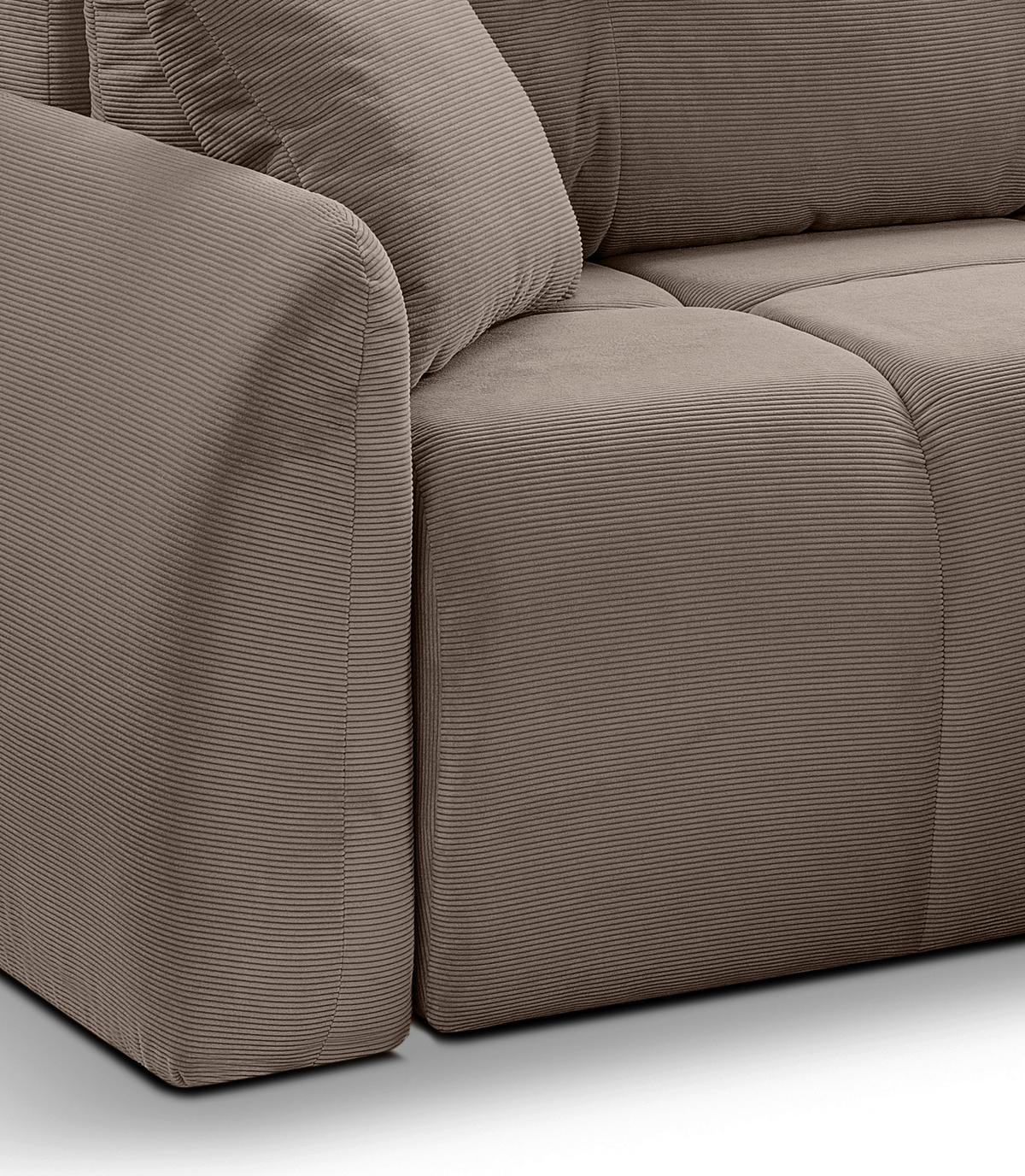 Ecksofa Sancho Long Beigebraun S: 255x155cm - Beigebraun/Schwarz, Basics, Holz/Textil (255/155cm) - MID.YOU