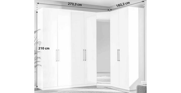 Eckschrank Mit Spiegel 274x182 cm Unit, Weiß - Weiß, MODERN, Holzwerkstoff (273,3/210/182,2cm) - Ondega