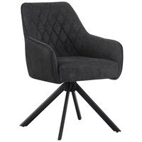 Armlehnstuhl Julie Grau, Sitzfläche 360° Drehb. - Schwarz/Grau, KONVENTIONELL, Holz/Textil (57/84/63cm) - Livetastic
