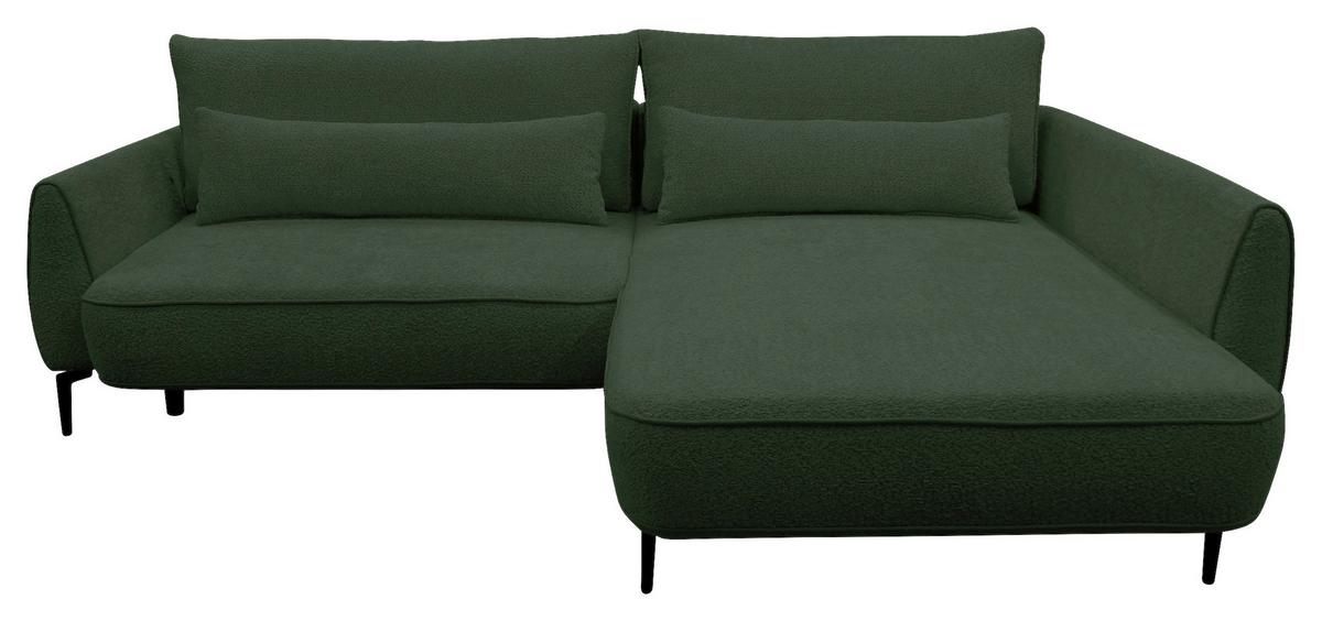 Ecksofa Abriamo Dunkelgrün 273x204 cm - Dunkelgrün/Creme, Design, Textil (273/204cm) - MID.YOU