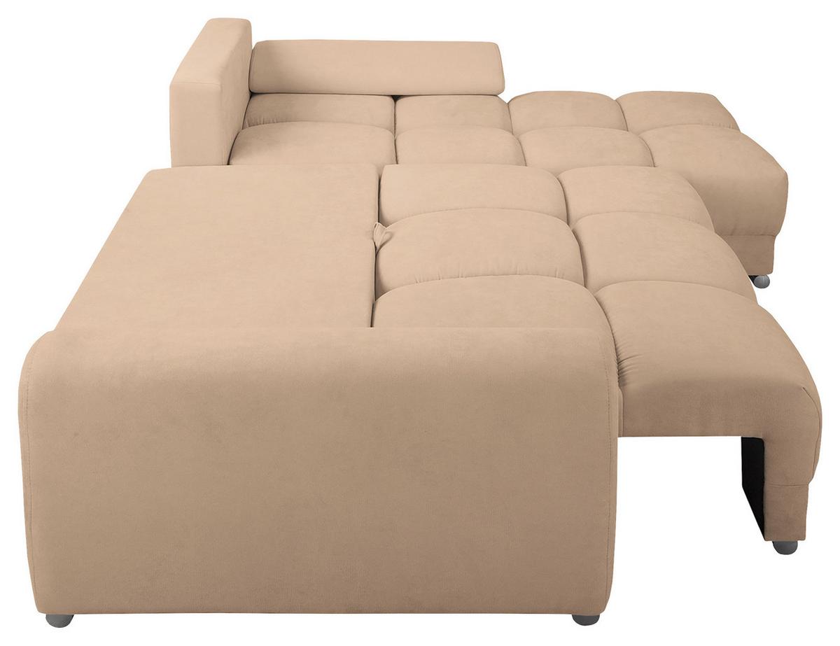Ecksofa Azzuro Beige S: 256x175 cm - Beige/Silberfarben, Design, Textil (256/175cm) - Livetastic
