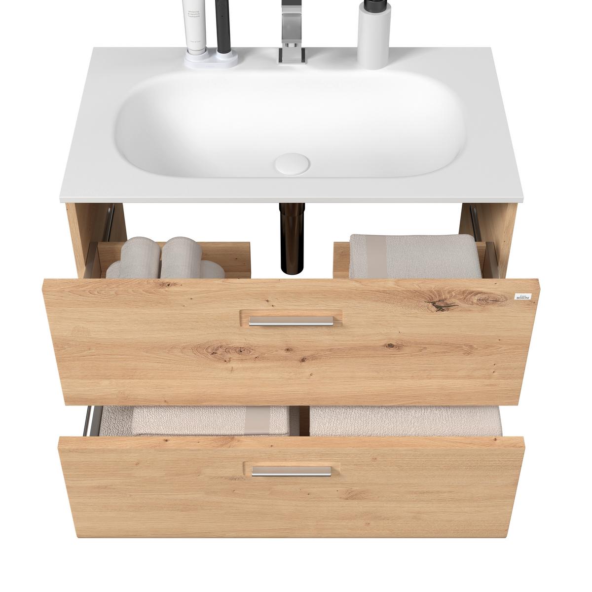 Waschbeckenunterschrank mit Soft-Close Avensis, B: 75 cm - Eichefarben, MODERN, Holzwerkstoff (75/53/45cm) - Luca Bessoni