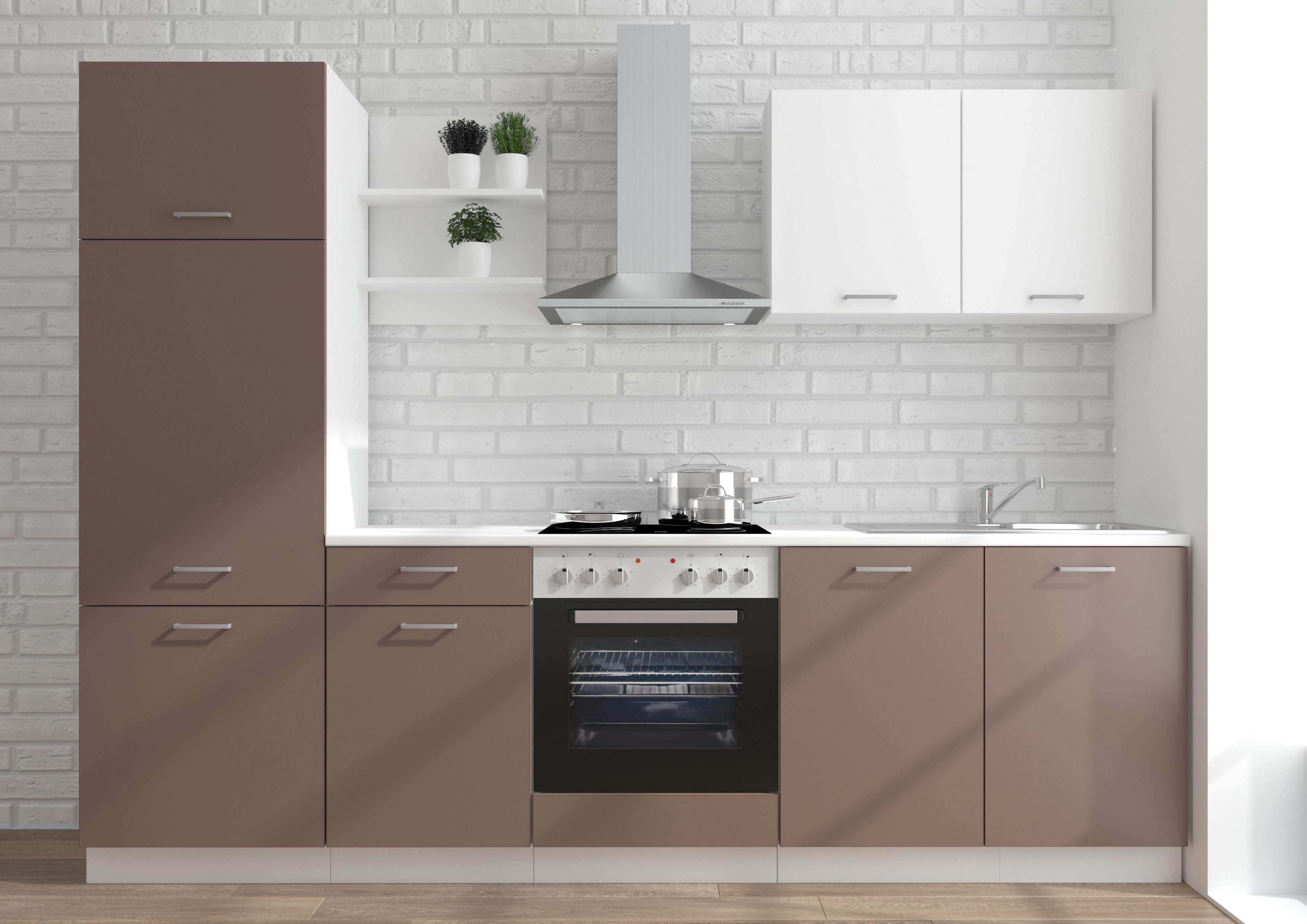Küchenzeile Promo Ohne Geräte 270 Cm Weiß/trüffelgrau - Weiß/Grau, Design, Holzwerkstoff (270cm) - P & B