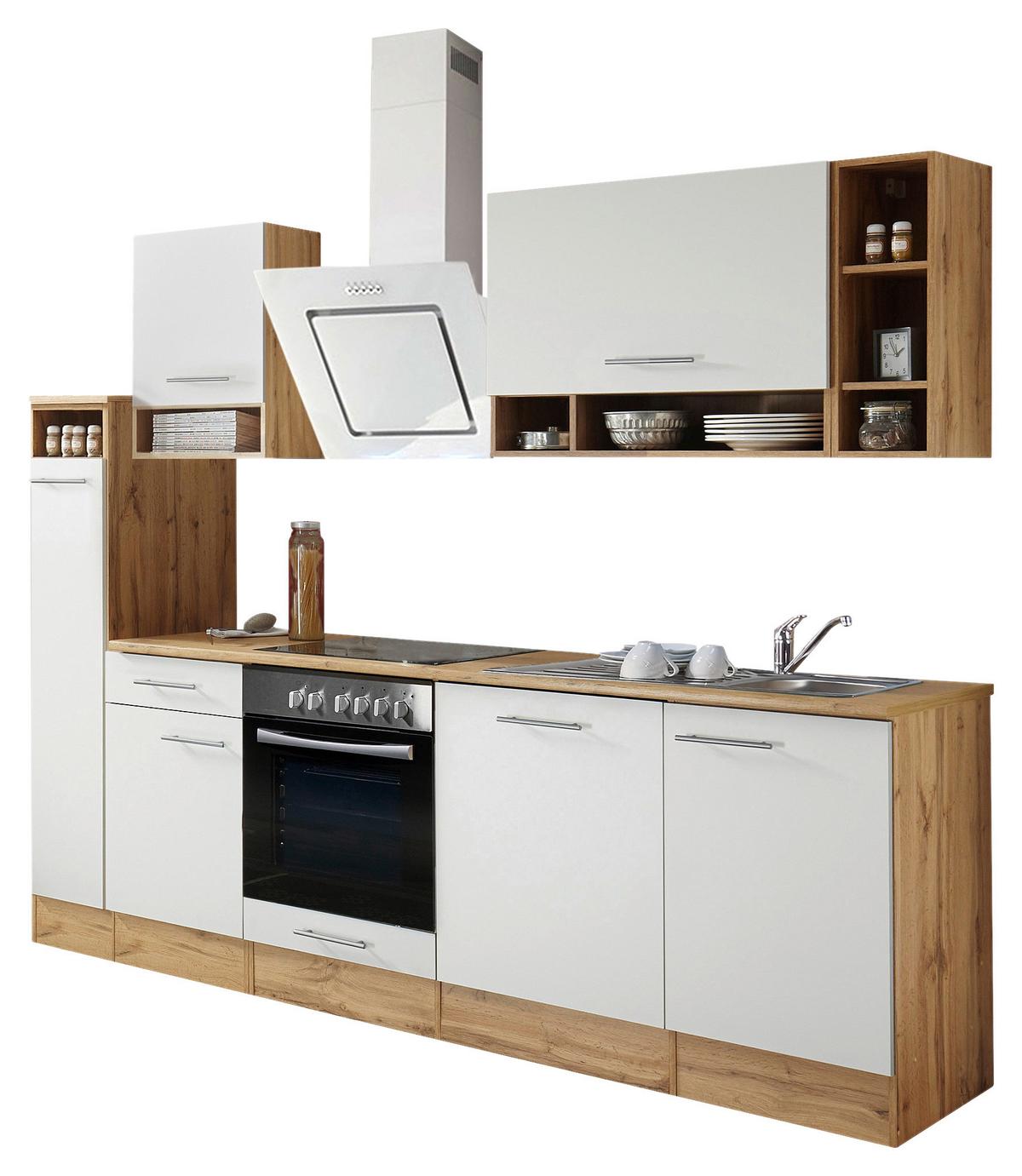 Küchenzeile ohne Geräte B: 250 cm Weiß/Wildeiche Dekor - Wildeiche/Weiß, Basics, Holzwerkstoff (250/205/60cm) - Respekta