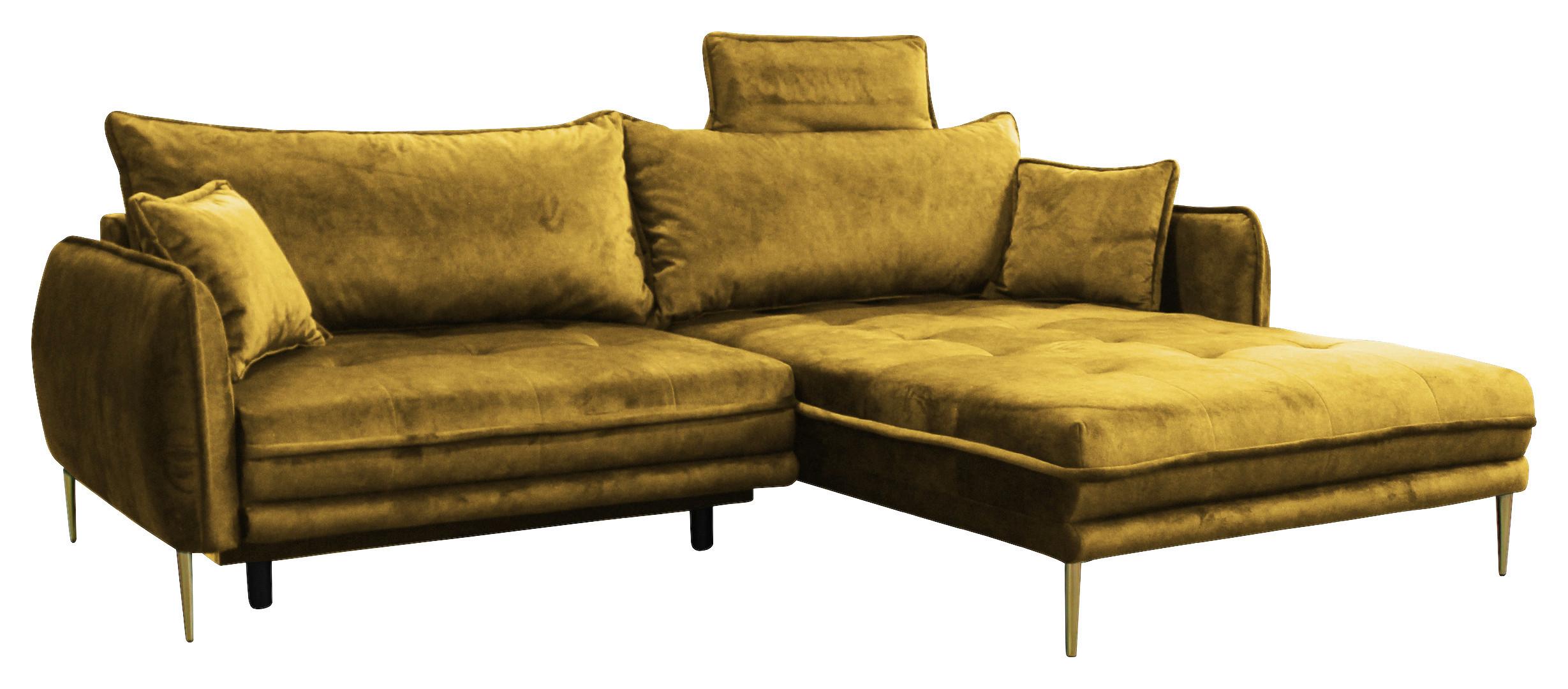 Ecksofa Whisper Senfgelb S: 264x196 cm - Goldfarben/Senfgelb, Design, Textil (264/196cm) - MID.YOU