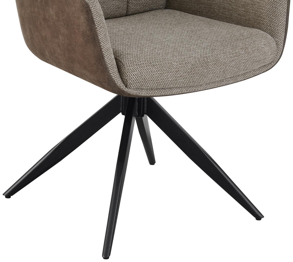 Armlehnstuhl Naim, Braun B: 60 cm, 180° drehbar - Schwarz/Braun, KONVENTIONELL, Holz/Textil (60/93/66cm) - MID.YOU
