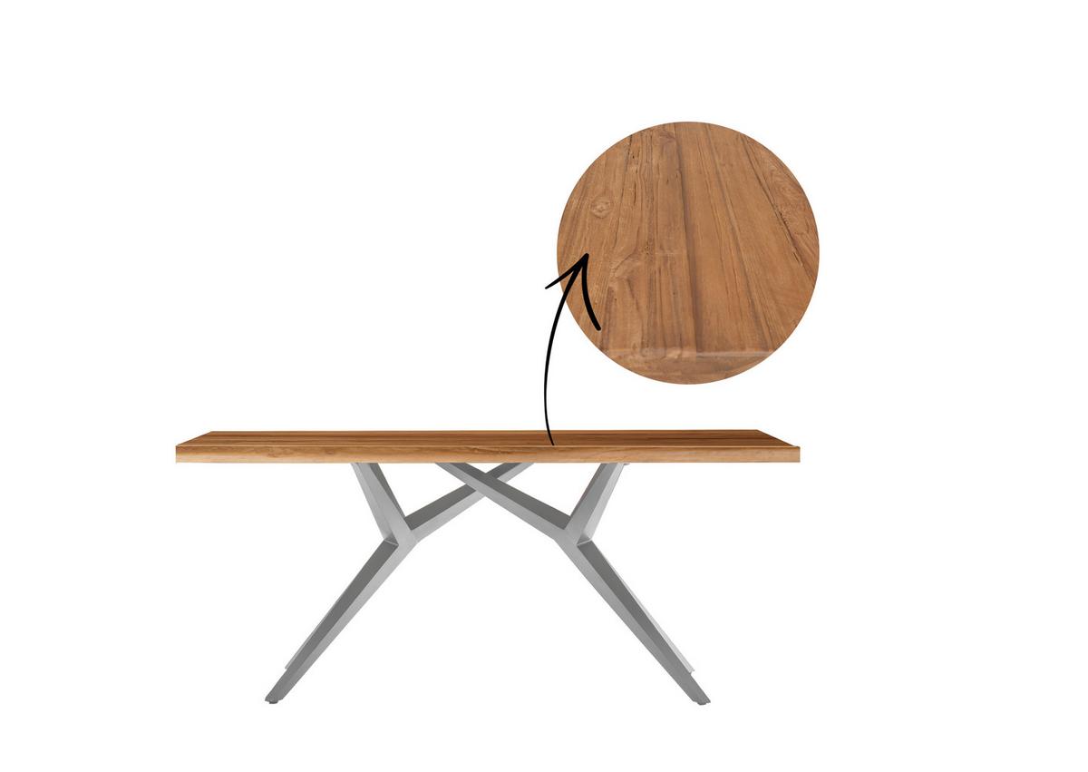 Esstisch Naturfarben /Silberfarben L: 220cm - Silberfarben/Naturfarben, MODERN, Holz/Metall (220/100/73cm) - MID.YOU
