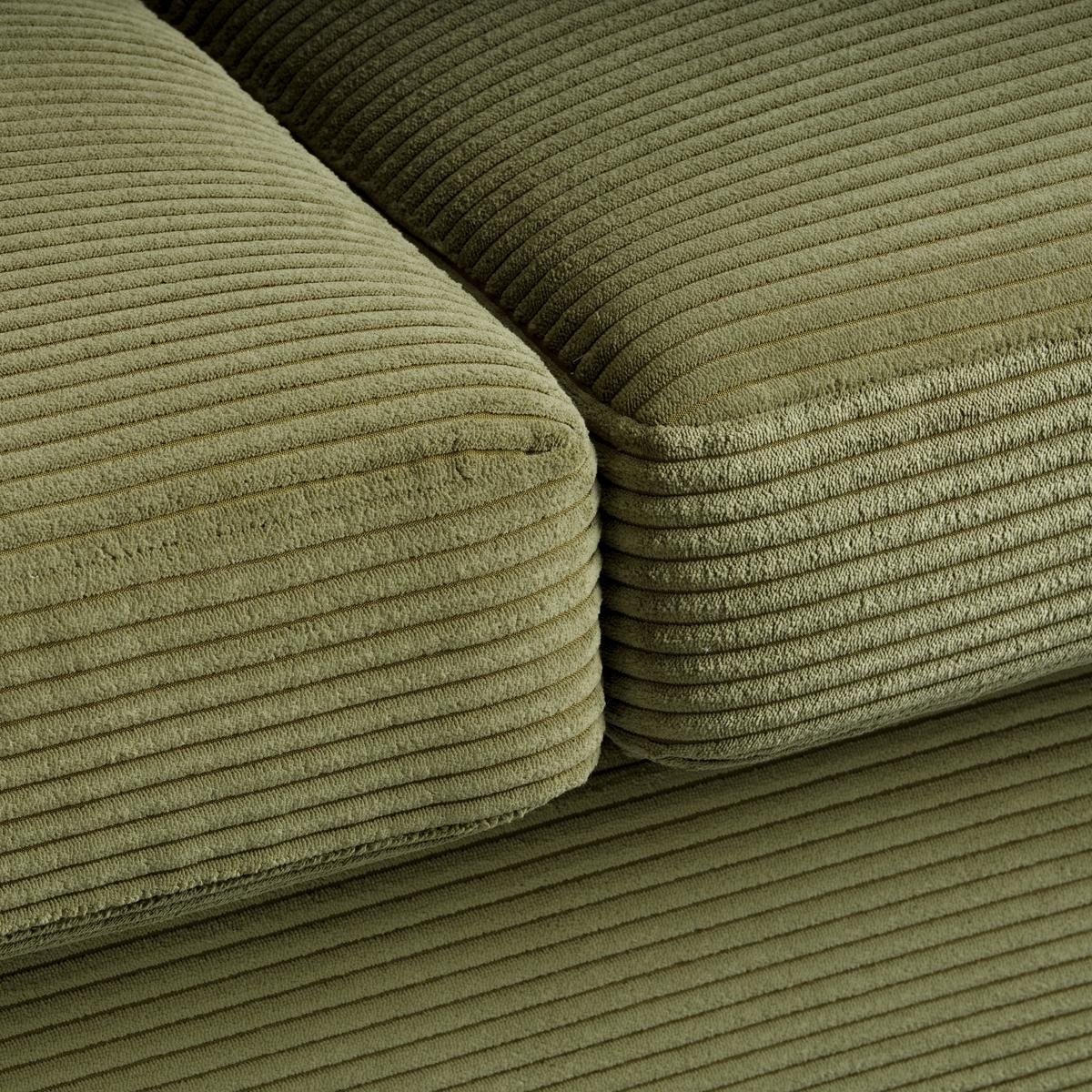 Trojmiestna pohovka DEVADO, zelený menčester - zelená/prírodná farba, drevo/textil (216/70-85/95cm) - Mömax