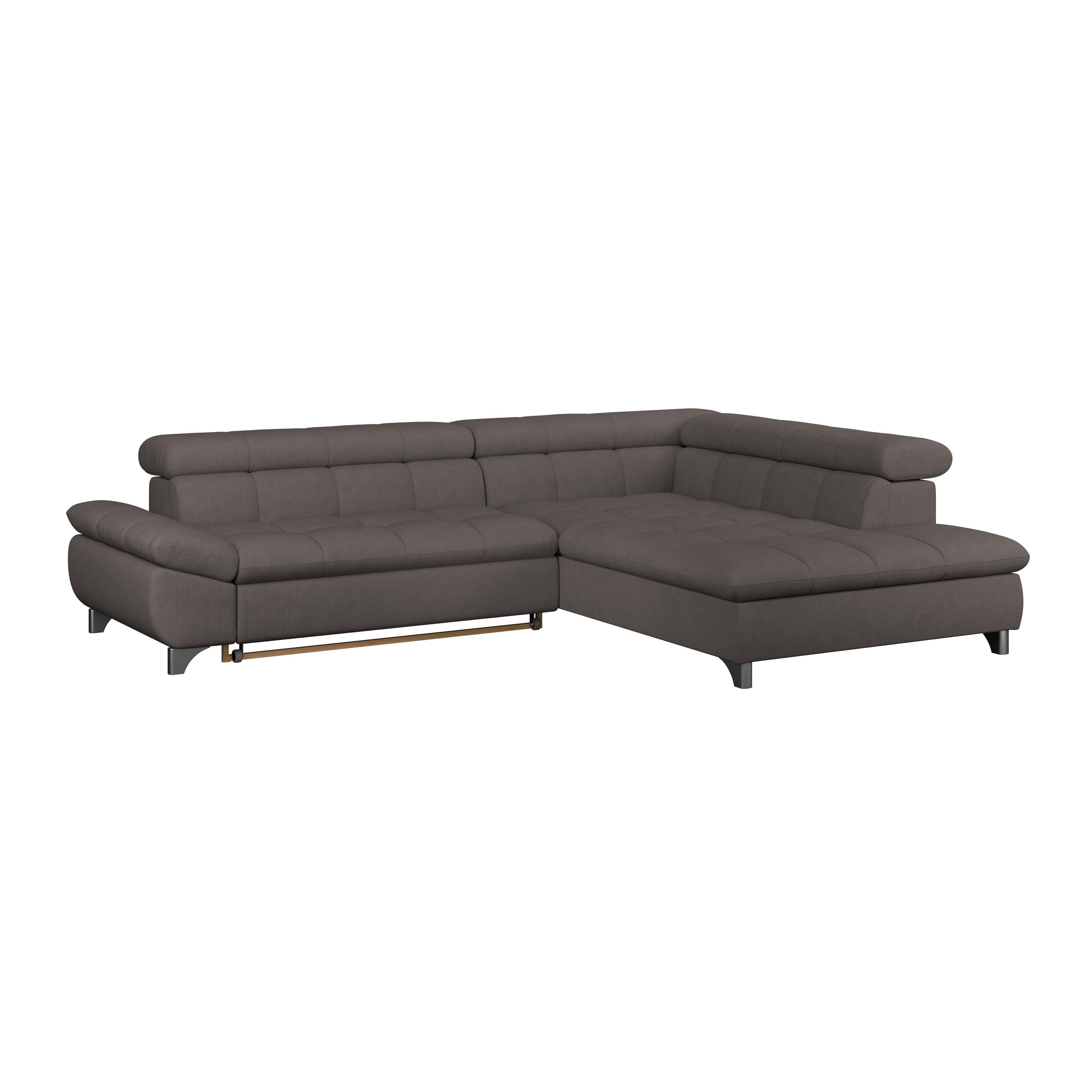 Rohová sedačka GEMINI S, pravá, hnedá ženilka - hnedá/chrómová, Konventionell, kov/textil (312/234cm)