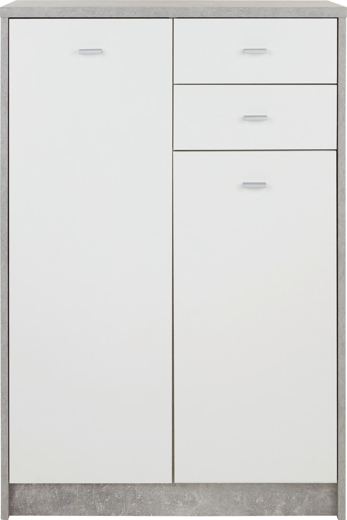 Kommode B 74cm 4-you New, Betonoptik/weiß - Schwarz/Weiß, MODERN, Holzwerkstoff (74/111,4/34,6cm)