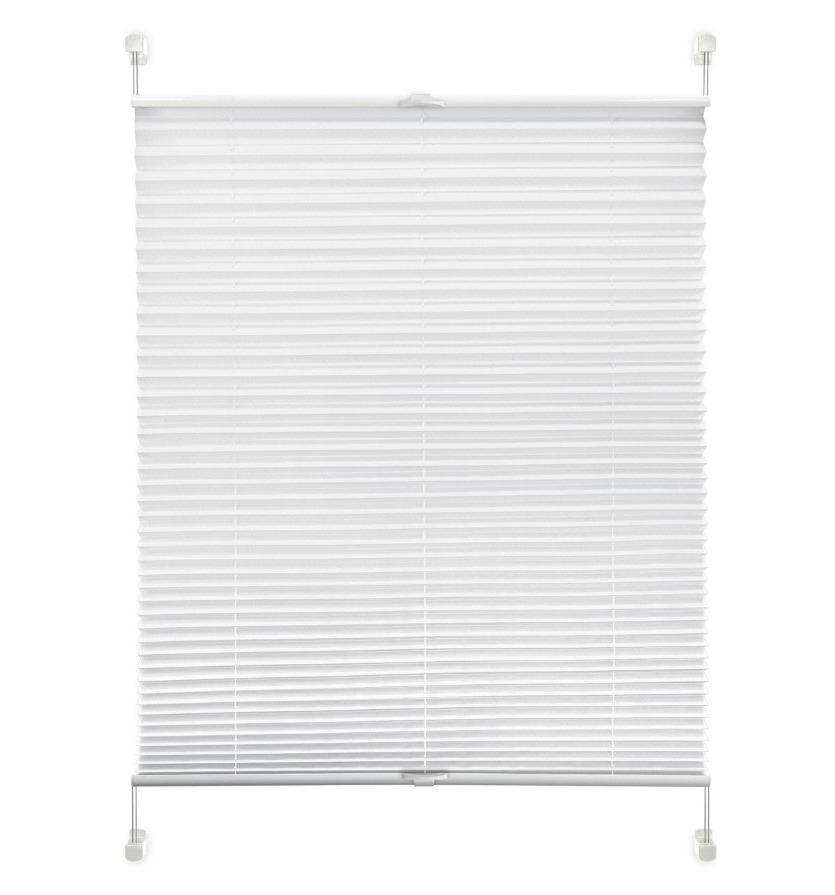 Plissee Solid Crash Weiß B: 60 cm, ohne Bohren/Verspannt - Weiß, Basics, Kunststoff/Textil (60/130cm)
