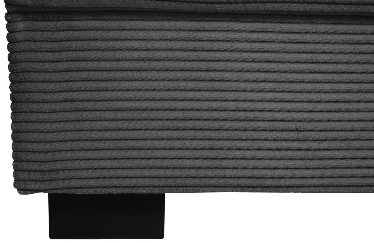 Souprava U MALTE, levá, šedý manšestr - šedá/černá, Moderní, textil/plast (178/305/155cm) - Based