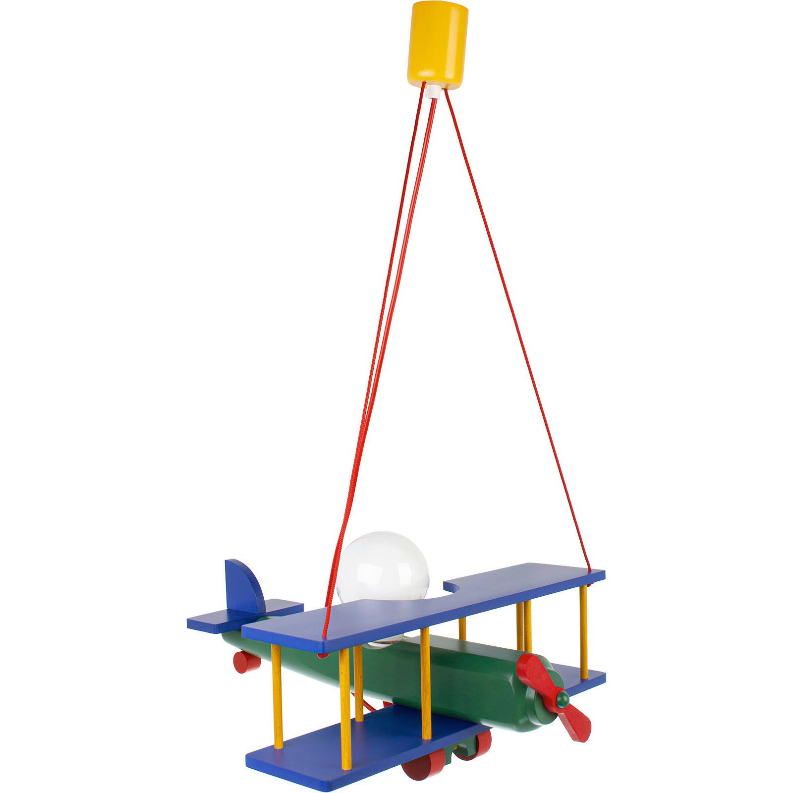 Kinderhängeleuchte Flugzeug H: 75 Cm 1-Flammig - Multicolor, KONVENTIONELL, Holz (42/45/75cm)