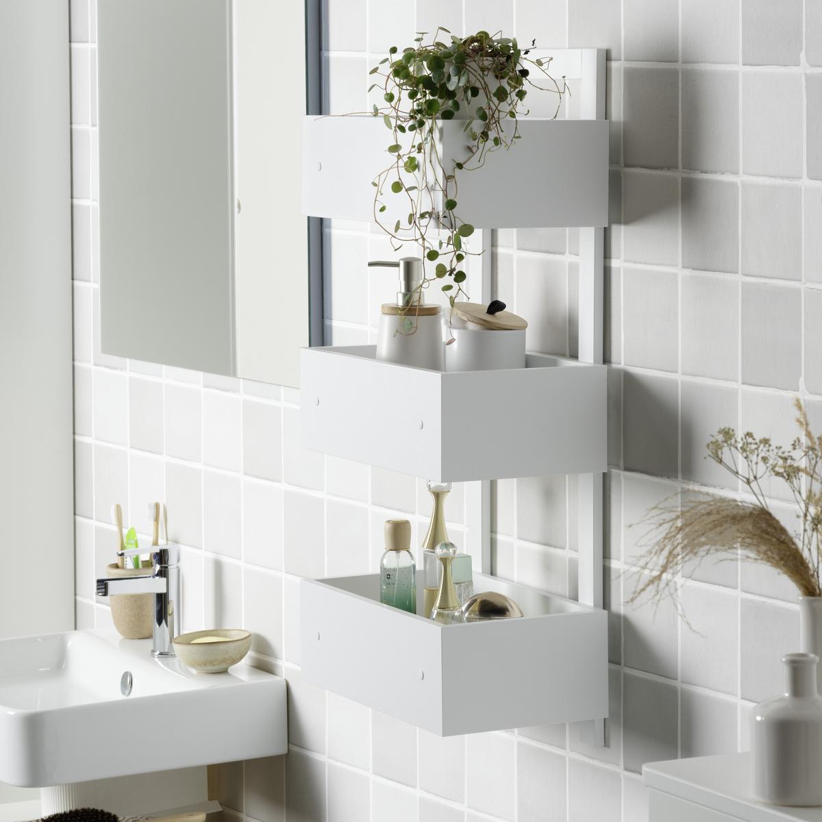 NÁSTĚNNÉ ZRCADLO OLD-WHITE-HEAVY - bílá/hnědá, Romantický / Rustikální, kompozitní dřevo/sklo (50/70cm) - Mömax