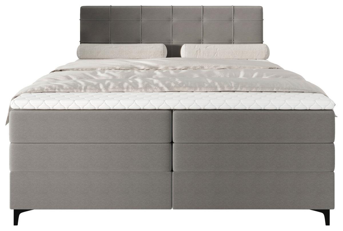 Boxspringbett Mitto mit Topper 180x200 cm - Schwarz/Grau, KONVENTIONELL, Textil/Metall (180/200cm)
