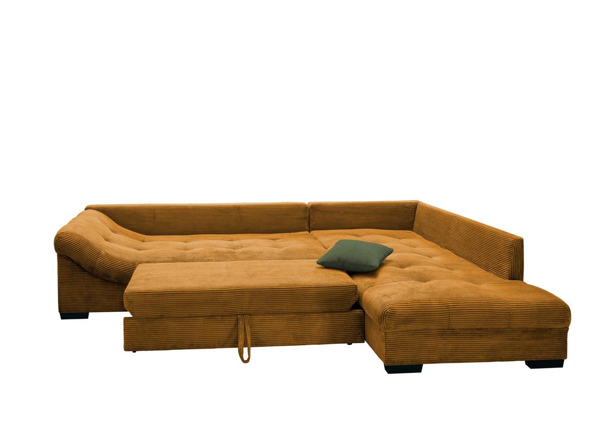 Rohová sedačka ALVITO, pravá, koňakový manšestr - černá/tmavě zelená, Design, dřevo/textil (298/202cm) - MID.YOU