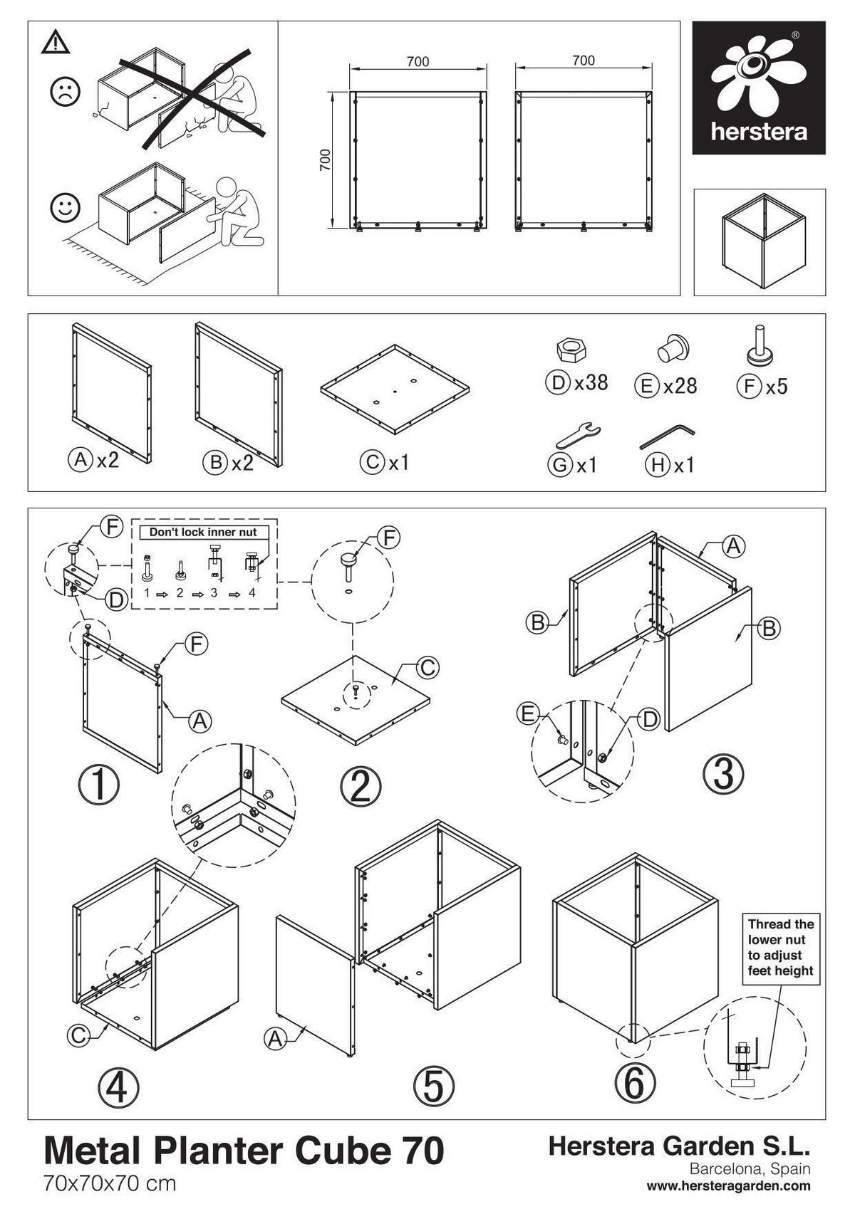 Pflanzentopf Pflanzkasten 70x70x70 - Anthrazit, Basics, Metall (70/70/70cm)